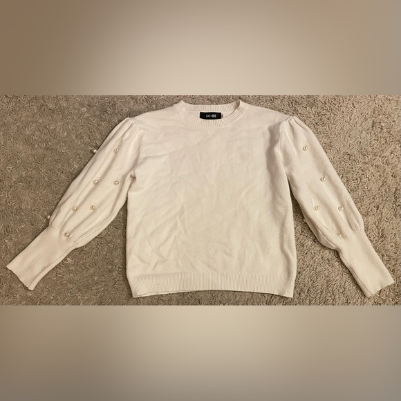 DO+BE ivory pearl long sleeve sweater top Medium M - Picture 1 of 3
